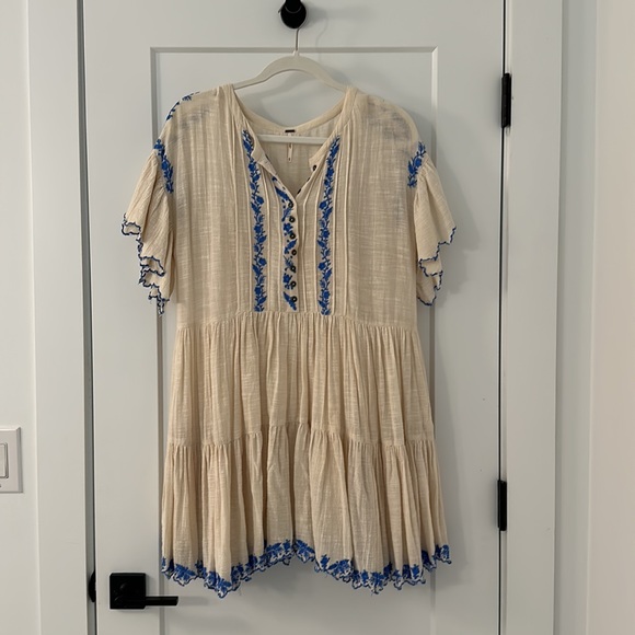FREE PEOPLE Santiago Embroidered Mini Endless Summer Dress in Ivory - Picture 5 of 9